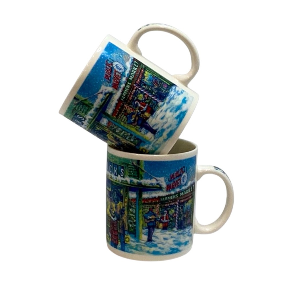 🌺 Starbucks Pike’s Place Winter Market Ceramic Mug Set